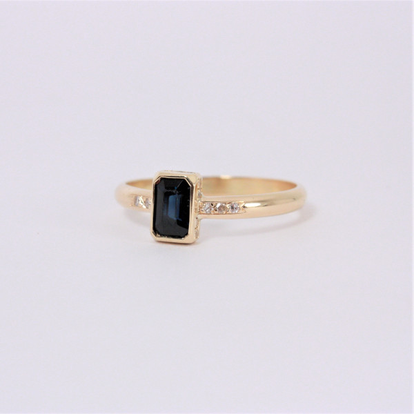bague or jaune dimant et saphir