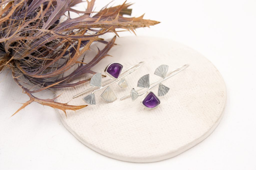Boucles D'oreilles Dormeuses Argent 925 Et Améthyste – Création Unique Atelier Lunaire