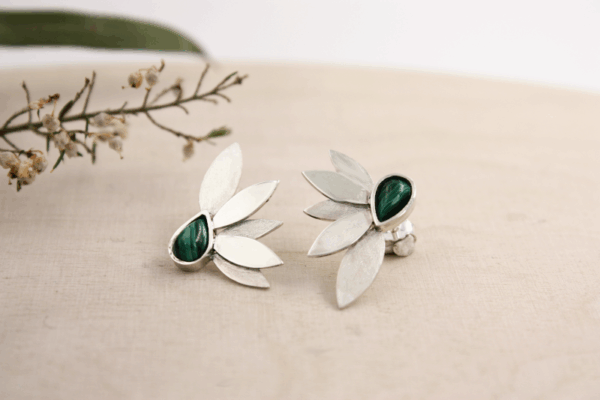 Collection Botanica insolite : Boucles d'oreilles Malachites